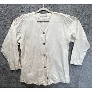 MAC Collection Made in California Linen Blend Tunic Women's ML Button Front